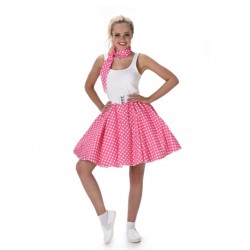 DEGUISEMENT JUPE ROSE CLAIR POIS BLANC ANNEE 50 TAILLE M