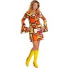 DEGUISEMENT ROBE FEMME GROOVY ANNEES 70 MARRON ORANGE VERT TAILLE L