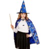 CAPE ET CHAPEAU MAGICIEN BLEU ETOILES OR ENFANT