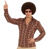 CHEMISE HOMME GROOVY ANNEES 70 MARRON A MOTIFS TAILLE S-M