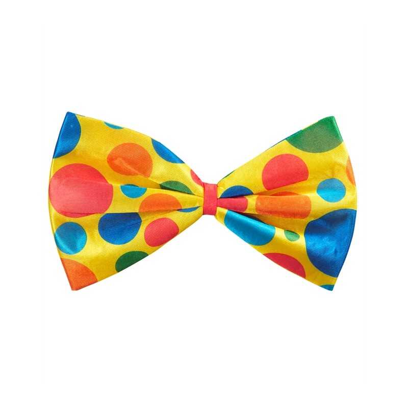 GROS NOEUD PAPILLON CLOWN JAUNE A POIS