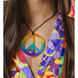 MEDAILLON PEACE AND LOVE MULTICOLORE