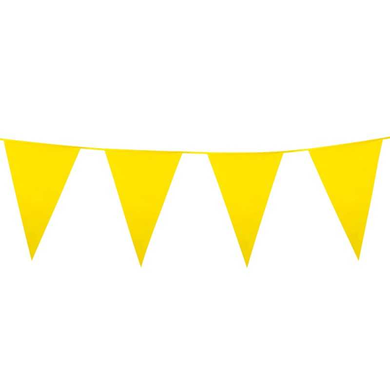 GUIRLANDE PAVILLONS OU FANIONS JAUNE GRAND MODELE 45 X 30 CM LONGUEUR 10 M