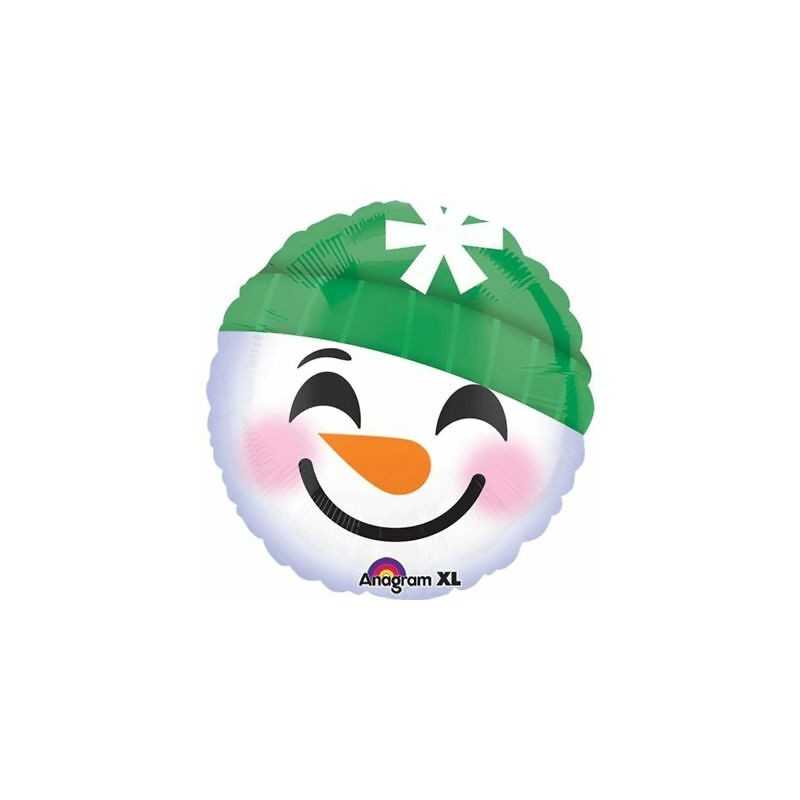 BALLON METALLIQUE ROND TETE DE BONHOMME DE NEIGE 43 CM
