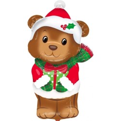 BALLON METALLIQUE OURS BRUN DE NOEL 43 X 73 CM