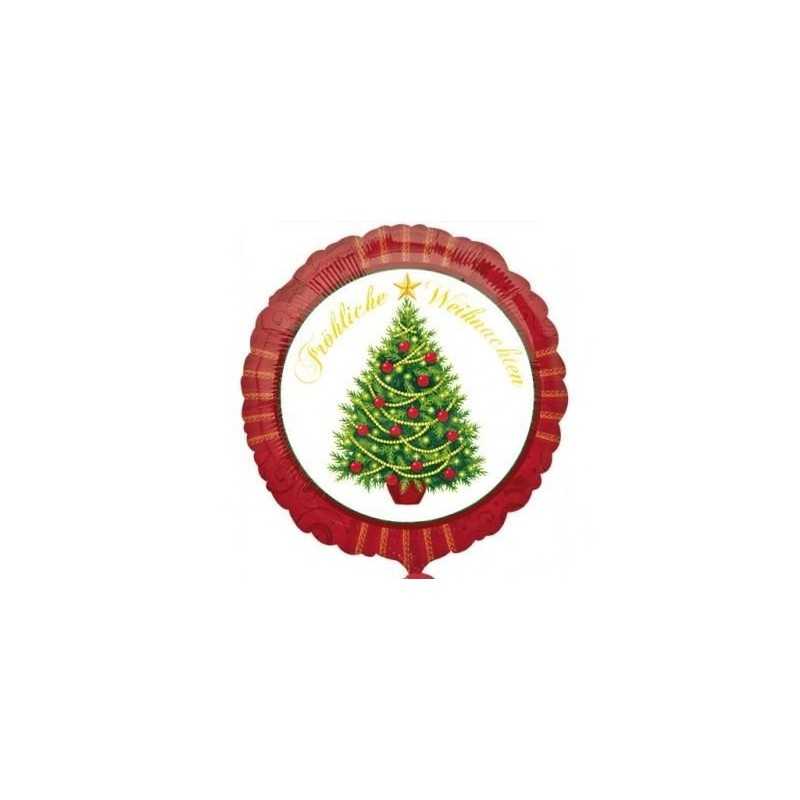 BALLON METALLIQUE ROND SAPIN DE NOEL FROHLICHE WEIHNACHTEN 43 CM