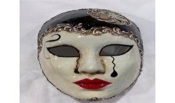 MASQUE VENITIEN PIERROT ARGENT OU OR