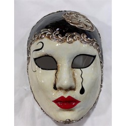 MASQUE VENITIEN PIERROT ARGENT OU OR