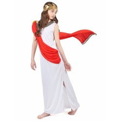 DEGUISEMENT DEESSE ROMAINE ROBE BLANCHE DRAPE ROUGE TAILLE S 4-6 ANS