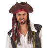 CHAPEAU PIRATE MARRON AVEC PERRUQUE DREADS ADULTE
