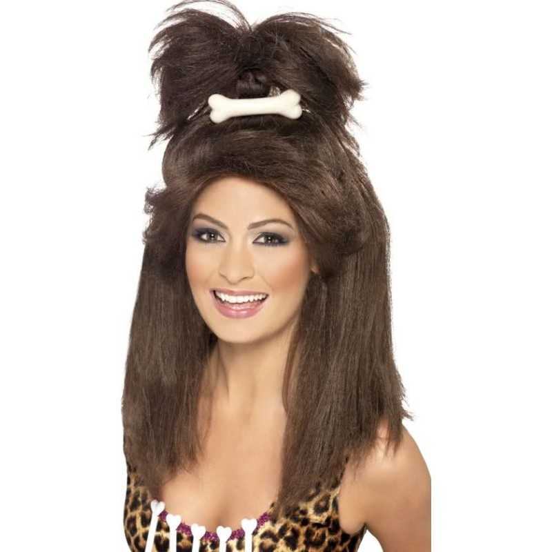PERRUQUE FEMME DES CAVERNES AVEC OS