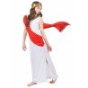 DEGUISEMENT DEESSE ROMAINE ROBE BLANCHE DRAPE ROUGE TAILLE L 10-12 ANS