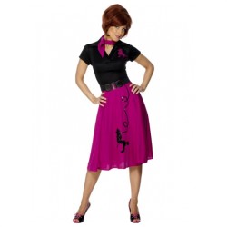 DEGUISEMENT ROBE ANNEE 50-60 NOIRE/ROSE TAILLE M