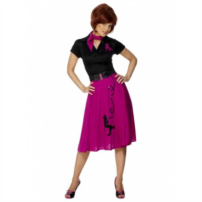 DEGUISEMENT ROBE ANNEE 50-60 NOIRE/ROSE TAILLE M