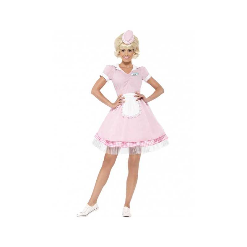 DEGUISEMENT SERVEUSE ROBE ROSE VICHY + TABLIER + CHAPEAU SUR SRRE TETE TAILLE M