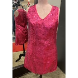 DEGUISEMENT ROBE DISCO SEQUIN OU PAILLETTE ROSE FUSCHIA TAILLE 40-42