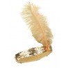 BANDEAU CHARLESTONE SEQUIN OR AVEC PLUME