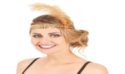 BANDEAU CHARLESTONE SEQUIN OR AVEC PLUME