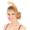 BANDEAU CHARLESTONE SEQUIN OR AVEC PLUME