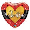 BALLON COEUR METALLIQUE VALENTINE ROUGE OR ET NOIR 46 CM