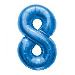 BALLON METALLIQUE CHIFFRE 8 BLEU 86 CM