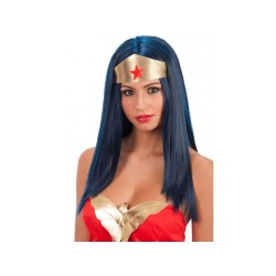 PERRUQUE BRUNE MECHES BLEUE WONDER WOMAN