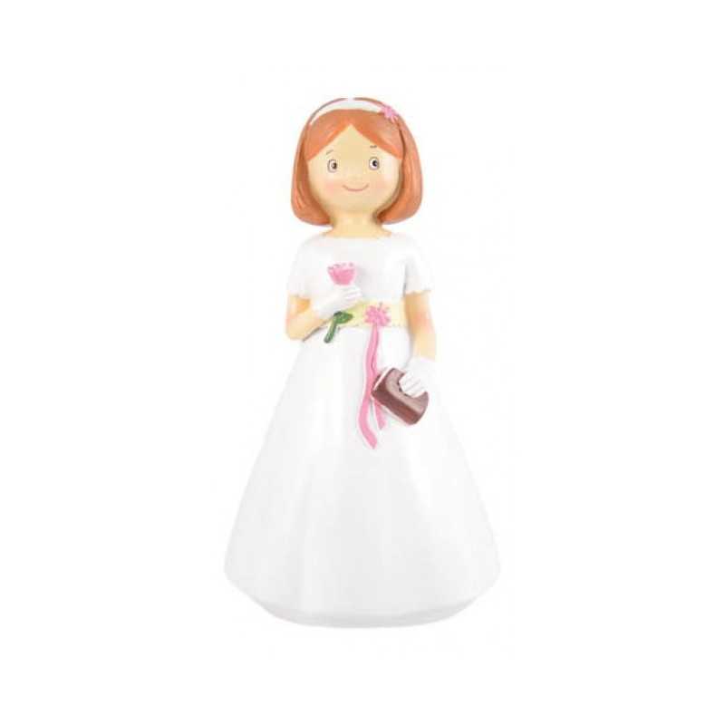 FIGURINE COMMUNIANTE ROSE ET MISSEL 8 X 17 CM