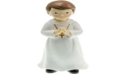 FIGURINE COMMUNIANT PRIERE EN AUBE BLANCHE 6,5 X 5,5 X 15 CM