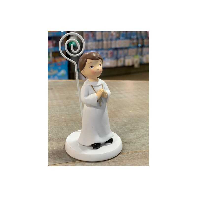 FIGURINE MARQUE PLACE RESINE COMMUNION GARCON 5,5 X 5,5 X 10,5 CM