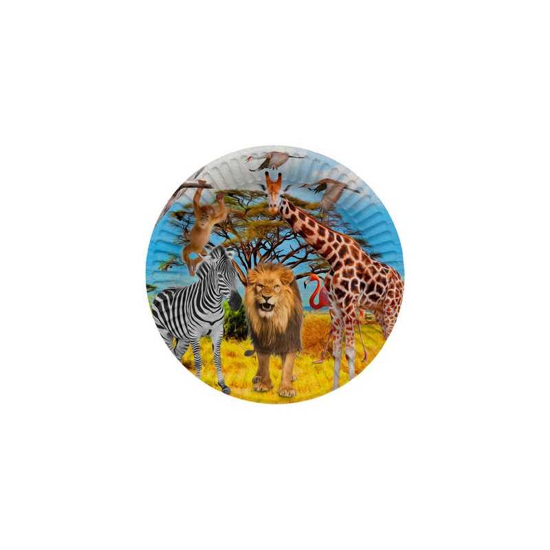 8 ASSIETTES CARTON ANIMAUX DE LA JUNGLE 23 CM
