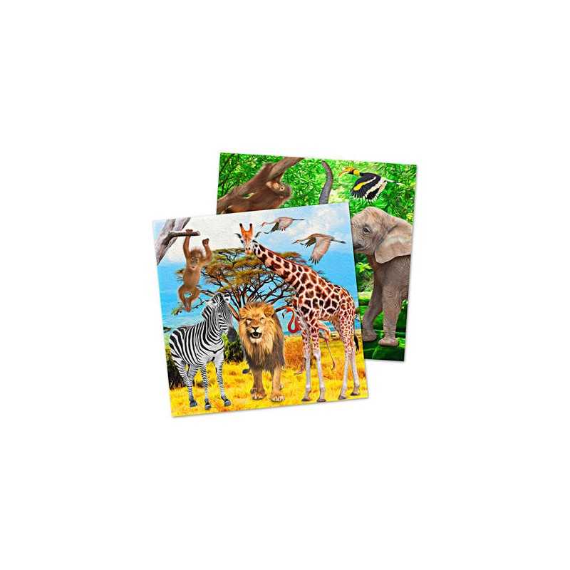 20 SERVIETTES ANIMAUX DE LA JUNGLE SAFARI 33 X 33 CM