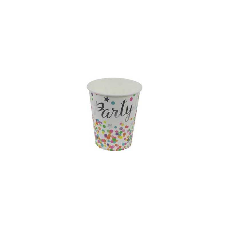 8 GOBELETS MULTICOLORES PARTY 250 ML