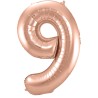 BALLON METALLIQUE CHIFFRE 9 ROSE GOLD 86 CM