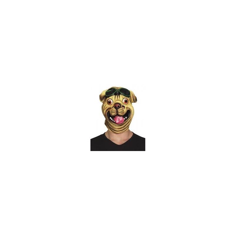 MASQUE CHIEN BOULEDOGUE AVEC LUNETTES LATEX