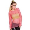 TEE SHIRT MANCHES LONGUES RESILLE ROSE JAUNE ANNEES 80
