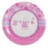 8 ASSIETTES RONDES IT'S A BABY GIRL 17,8 CM ROSE
