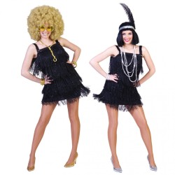 DEGUISEMENT ROBE CHARLESTONE CELINE NOIRE FRANGEE ET PAILLETEE TAILLE 36-38