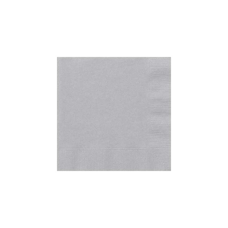 20 SERVIETTES PAPIER 2 PLIS ARGENT 33 X 33 CM