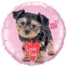 BALLON METALLIQUE ROND PETIT CHIEN TERRIER LOVE YOU STUDIO PET 46 CM