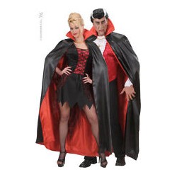 DEGUISEMENT CAPE VAMPIRE SATIN LUXE DOUBLEE ROUGE/NOIRE