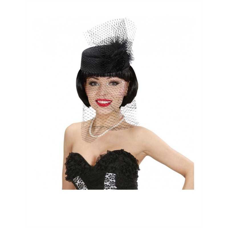 CHAPEAU TINA AVEC FILET ET PLUME NOIR