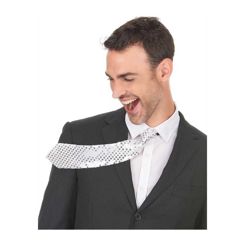 CRAVATE SEQUIN ARGENT 