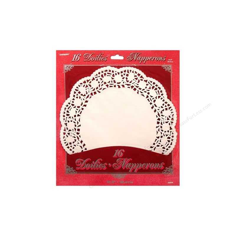 16 NAPPERONS BLANCS RONDS DIAMETRE 26,6 CM