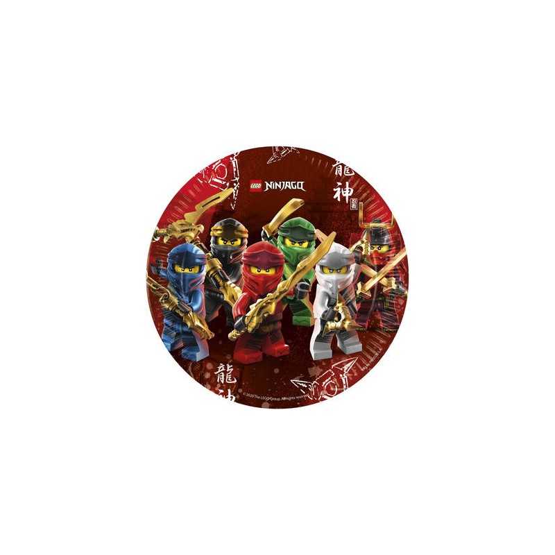 8 ASSIETTES RONDES EN CARTON LEGO NINJAGO 23 CM