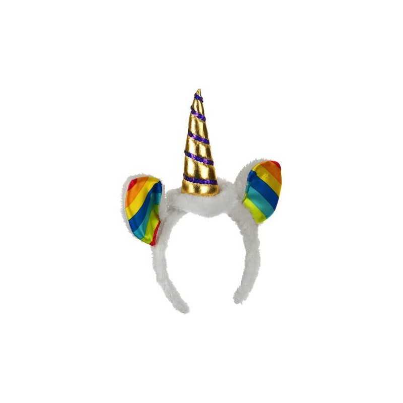 SERRE TETE LICORNE AVEC OREILLES MULTICOLORES
