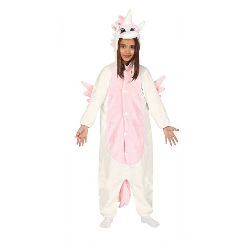 DEGUISEMENT ENFANT PYJAMA OU KUGURUMI LICORNE BLANCHE ET ROSE TAILLE 7-9 ANS