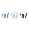 6 DECORATIONS PAPIER POUR CUPCAKE BLEU RAYE BLANC