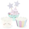 6 DECORATIONS PAPIER POUR CUPCAKE PASTEL LICORNE