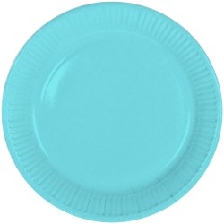 8 ASSIETTES CARTON RONDES 23 CM BLEU PASTEL