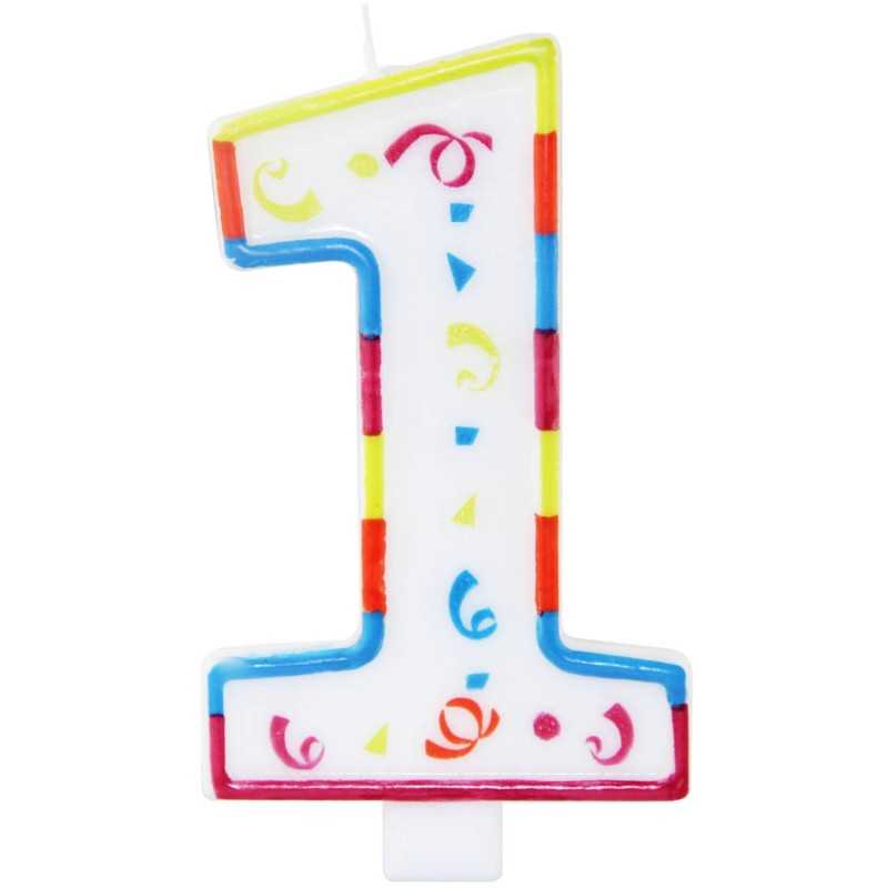 BOUGIE GEANTE MULTICOLORE CHIFFRE 1